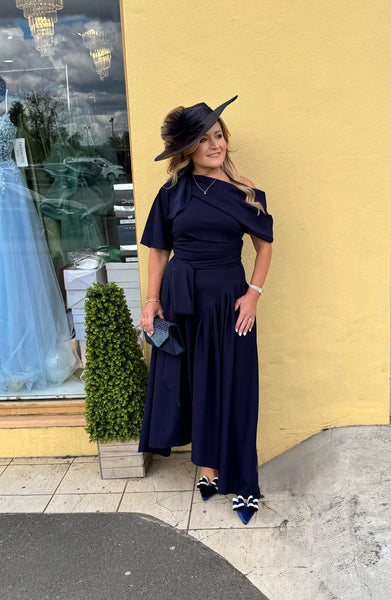 blue off the shoulder skater dress NWT Topshop Size 6 Navy Blue Bow Off the Shoulder Textured Skater Dress MRP $125