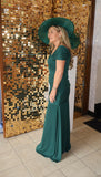 Carla Ruiz 53006 emerald ruched full length occasion dress