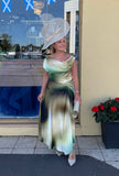 Carla Ruiz 53149 green luxury ombré print satin occasion dress