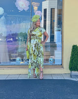 Kevan Jon Elodie frill dress in lime print