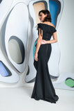 Kevan Jon Hali Bardot ballgown dress in black & ivory