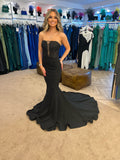 Pia Michi 11466 strapless prom dress formal dress black and light blue
