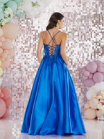 Hayden  by Tiffany’s satin prom dress ballgown 2 colours dark green, royal
