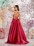 Aaden by Tiffany’s satin prom dress ballgown 3 colours cherry, fuchsia, navy