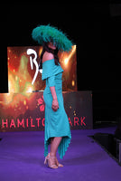 Kevan Jon Kiera Bardot dress in peacock