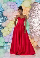 Vala satin prom dress ballgown by Tiffanys in royal, green, red, baby blue