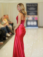 Crystal tight satin prom dress by Tiffanys red, royal blue