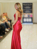 Crystal tight satin prom dress by Tiffanys red, royal blue