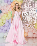 Danielle satin embellished prom dress by Tiffanys pink, baby blue, navy, red