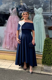 Kevan Jon Kristina skater flare dress in navy and ivory