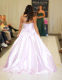 Mayah satin bow back sweetheart ballgown prom dress in baby pink, lemon, royal