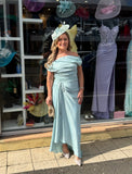 Kevan Jon Eugenia Bardot dip hem midi dress in mint green