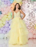 Bellatrix by Tiffanys ruffle prom  dress ballgown pink, baby blue, royal, black, navy, lemon