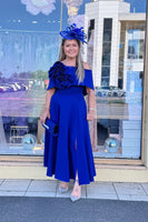 Kevan Jon Kyoto skater flare dress in cobalt blue