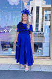 Kevan Jon Kyoto skater flare dress in cobalt blue