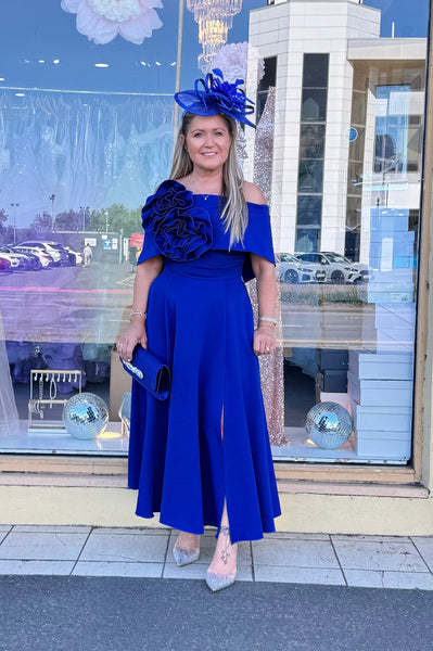 Kevan Jon Kyoto skater flare dress in cobalt blue