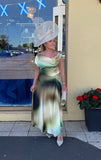 Carla Ruiz 53149 green luxury ombré print satin occasion dress
