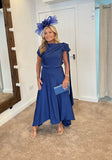 Kevan Jon Didi drape dress in navy blue