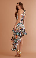 Rebecca Rhoades Dakota frill high low dress in retro zest