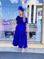 Kevan Jon Kyoto skater flare dress in cobalt blue