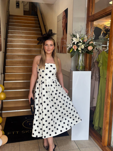 Danni strapless polka dot skater dress