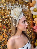 Cream rose detail disc fascinator