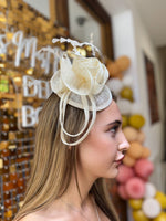 Cream rose detail disc fascinator