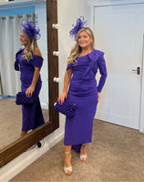 Kevan Jon Carolyn bow knee dress in violet purple