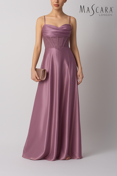 Mascara MC18511 satin A line prom formal dress in Amethyst