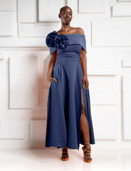 Kevan Jon Kyoto skater flare dress in sapphire blue