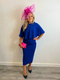 Callie two piece dress and cape in royal blue