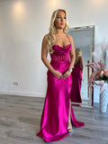 Barbie satin corset with beaded bust prom dress - 4 colours