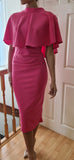 Callie two piece dress and cape in fuchsia pink