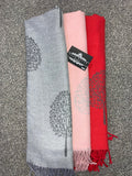 Wool & cashmere bletlower reversible scarves 4 colours tan, pink, grey , red