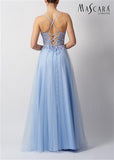 Mascara MC11512 tulle sequin prom dress, ballgown in sky blue
