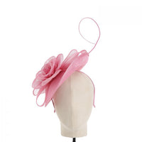 Baby pink fascinator with flower and quill detail