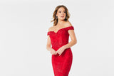 Angela red fishtail prom dress by Tiffanys