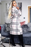 Alicia check belted longline coat, trench coat
