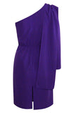 Carmen purple one shoulder midi dress - one size fits 8-12