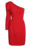 Carmen red one shoulder midi dress - one size fits 8-12