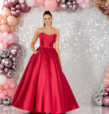 Felicity by Tiffanys A line satin sheen mikado prom dress