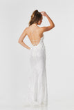 Leona silver, white sequin prom dress by Tiffanys