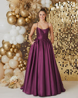Tiffanys Millicent A line satin sheen mikado prom dress