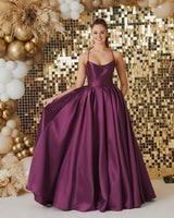 Tiffanys Millicent A line satin sheen mikado prom dress