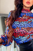 Natasha satin multi colour animal print blouse