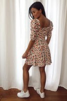 Melody puff sleeve square neck floral skater dress