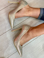 Champagne gold diamanté stiletto heels