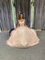 Brittany blush pink full ballgown prom dress
