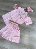 Caley pink  satin print shorts pyjamas