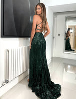 Maya Forrest green sequin prom dress